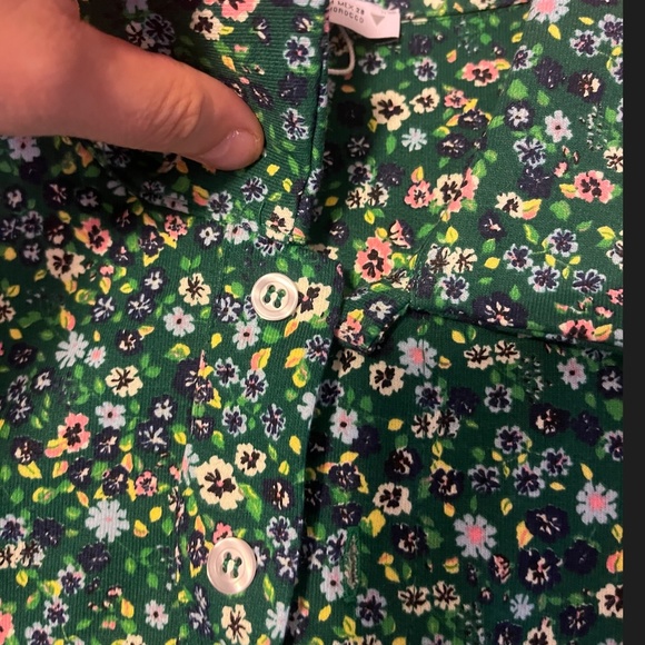 ara green with ditsy flowers long sleeves polo sweatshirt NWT - Picture 6 of 11